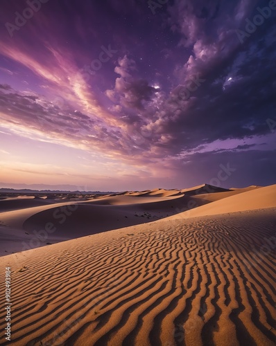 desert with towering dunes purple sky backgroundvertic backgroundvertical background vertical shot photo