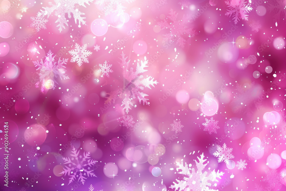 Sparkling Snowflakes on Pink Background Sparkling Snowflakes on Pink Background