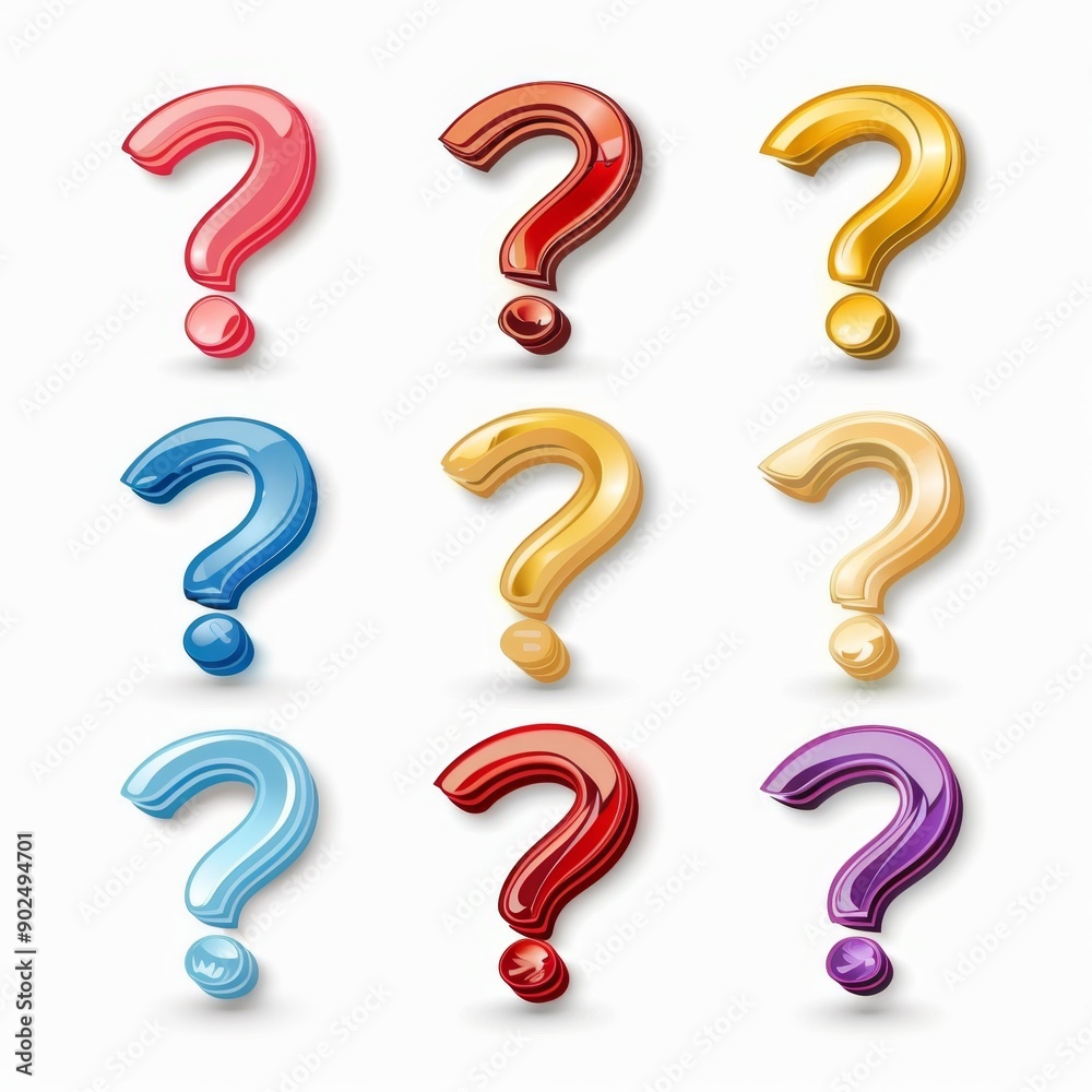 Question mark icon, quiz symbol, interrogation sign, simple rebus silhouette, questions emblem, faq set