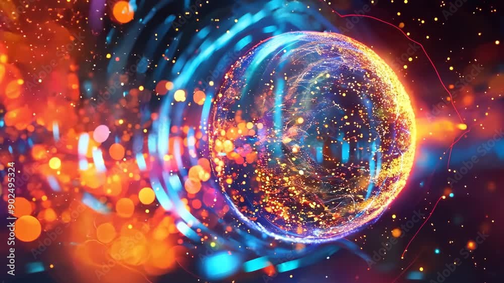 Abstract digital art with vibrant colors and dynamic light effects ...