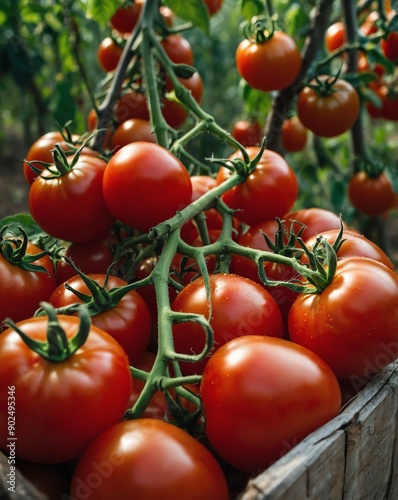orchard with ripe tomato backgroundvertical background vertical shot photo
