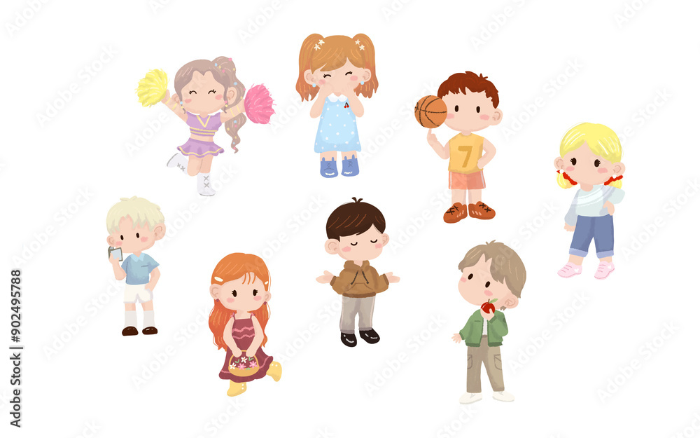 Child character illustration. watercolor style cartoon Child character illustration. watercolor style cartoon