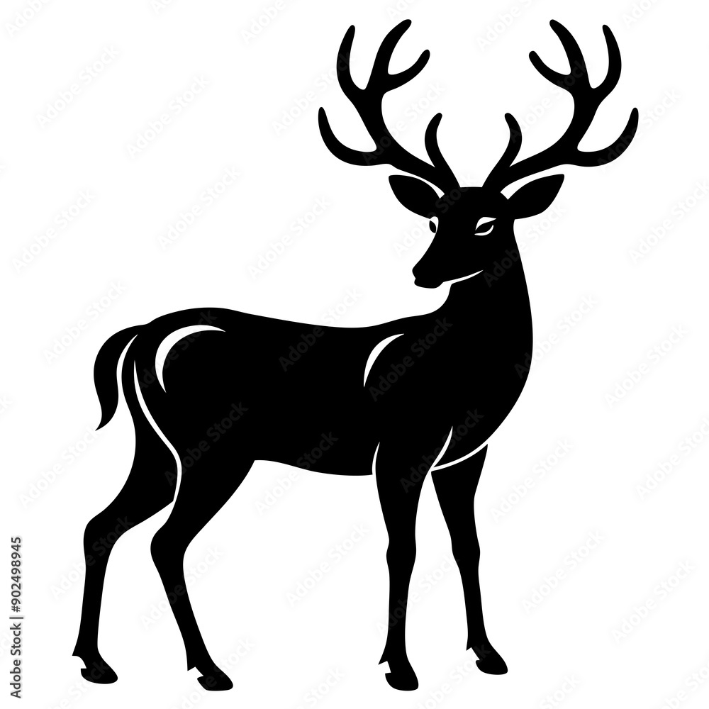 Deer silhouette vector art head with antlers illustration Deer silhouette vector art head with antlers illustration