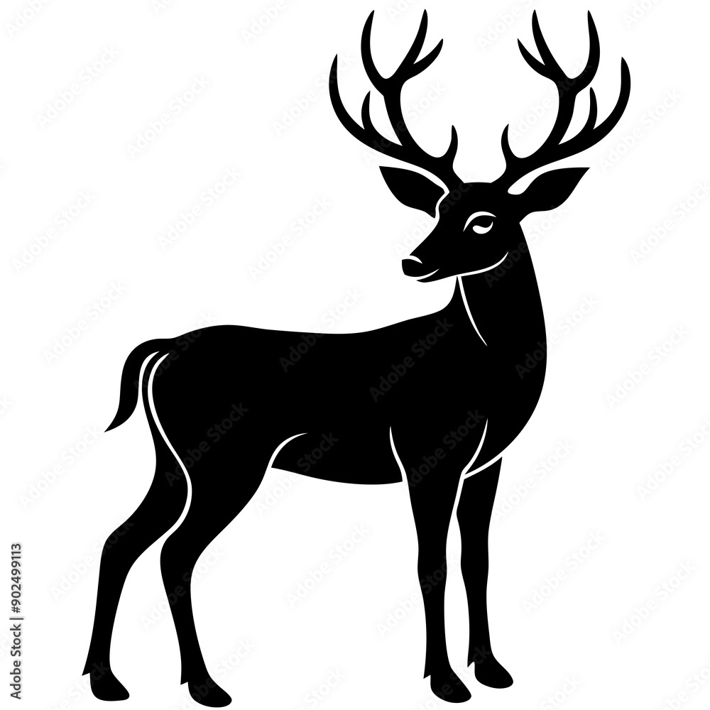 Obraz premium Deer silhouette vector art head with antlers illustration