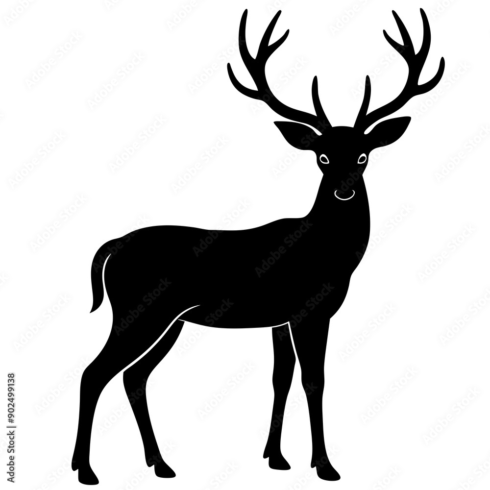 Fototapeta premium Deer silhouette vector art head with antlers illustration