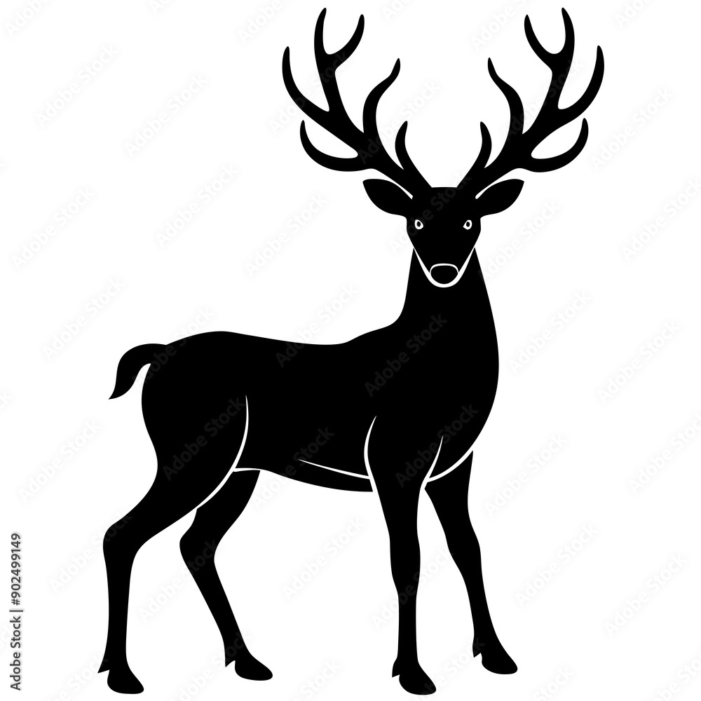 Fototapeta premium Deer silhouette vector art head with antlers illustration