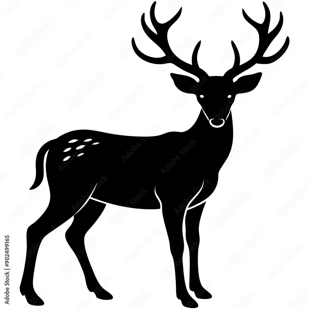 Obraz premium Deer silhouette vector art head with antlers illustration