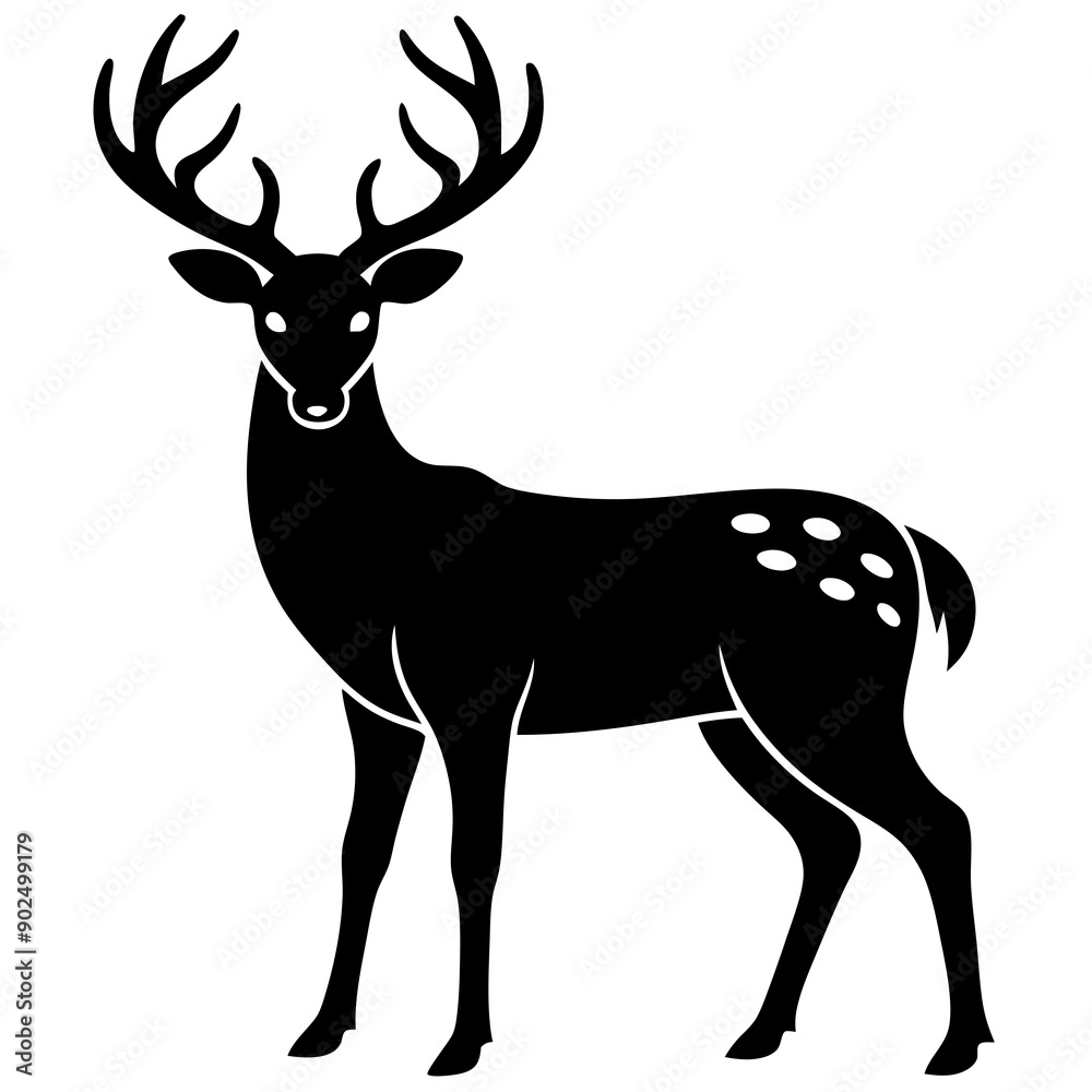 Fototapeta premium Deer silhouette vector art head with antlers illustration