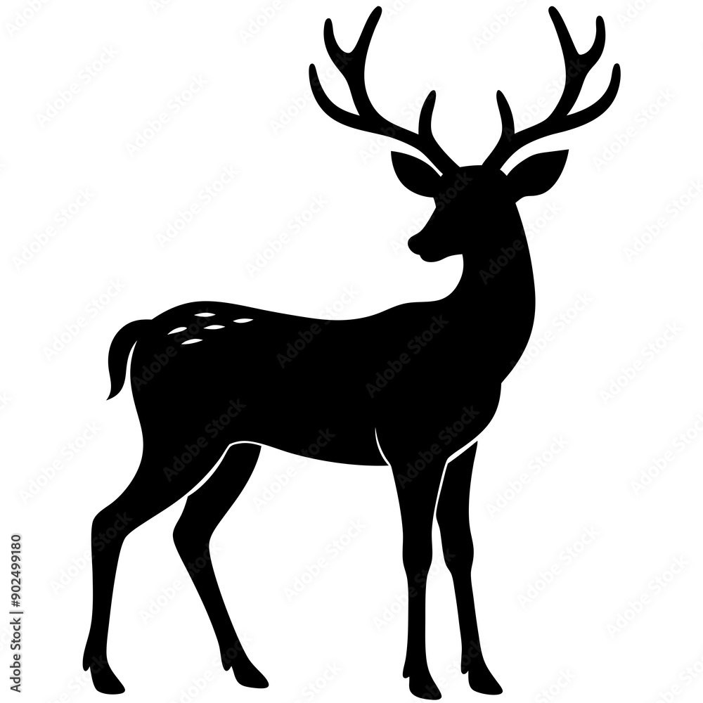 Fototapeta premium Deer silhouette vector art head with antlers illustration