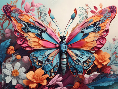 beautiful butterfly illustration by ai generated