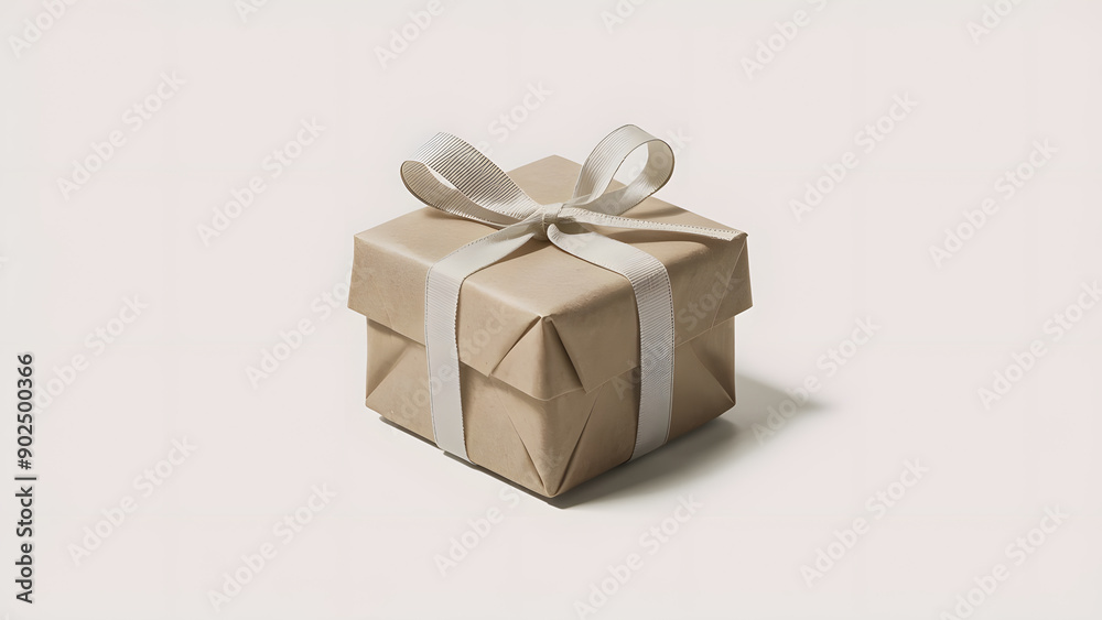 Obraz premium Minimalist Gift Box with Ribbon Isolated