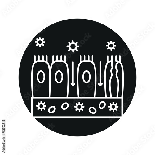 Leaky gut line black icon. Diseases of gastrointestinal tract.Sign for web page, mobile app, button, logo. Vector isolated button.