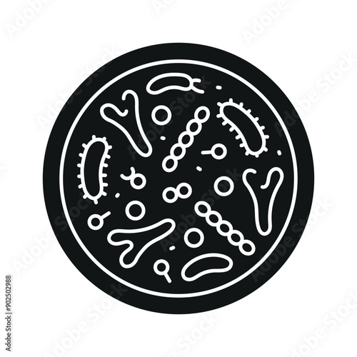 Gut microbiome line black icon. Intestine microbiota. Sign for web page, mobile app, button, logo. Vector isolated button.