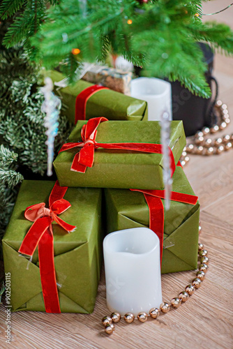 Christmas presents under Christmas tree