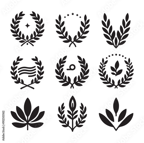 Laurel Sign Illustration Icon Logo Vector
