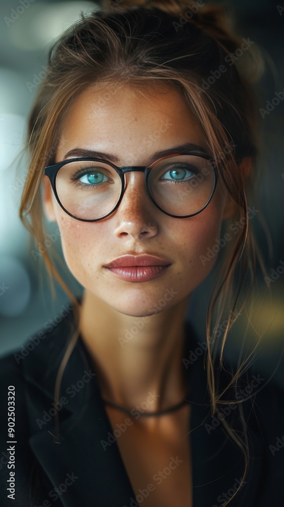 A woman with glasses and a black jacket A woman with glasses and a black jacket