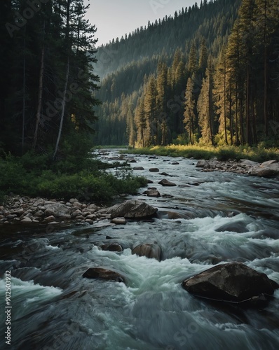 river flowing through the forest backgroundvertical background vertical shot photo