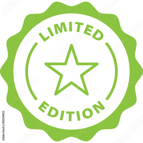 green limited edition outline icon round rounded circle badge stamp label isolated on transparent background