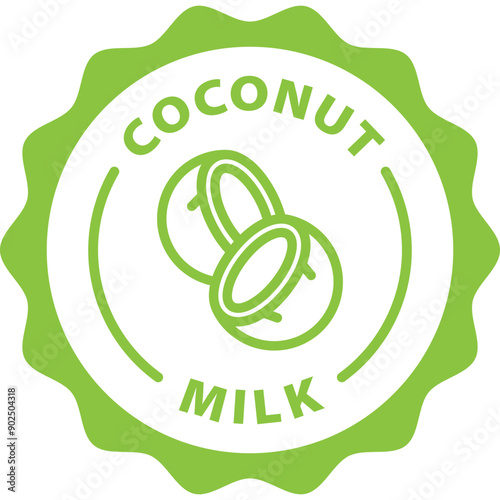 green coconut milk black outline icon round rounded circle badge stamp label isolated on transparent background