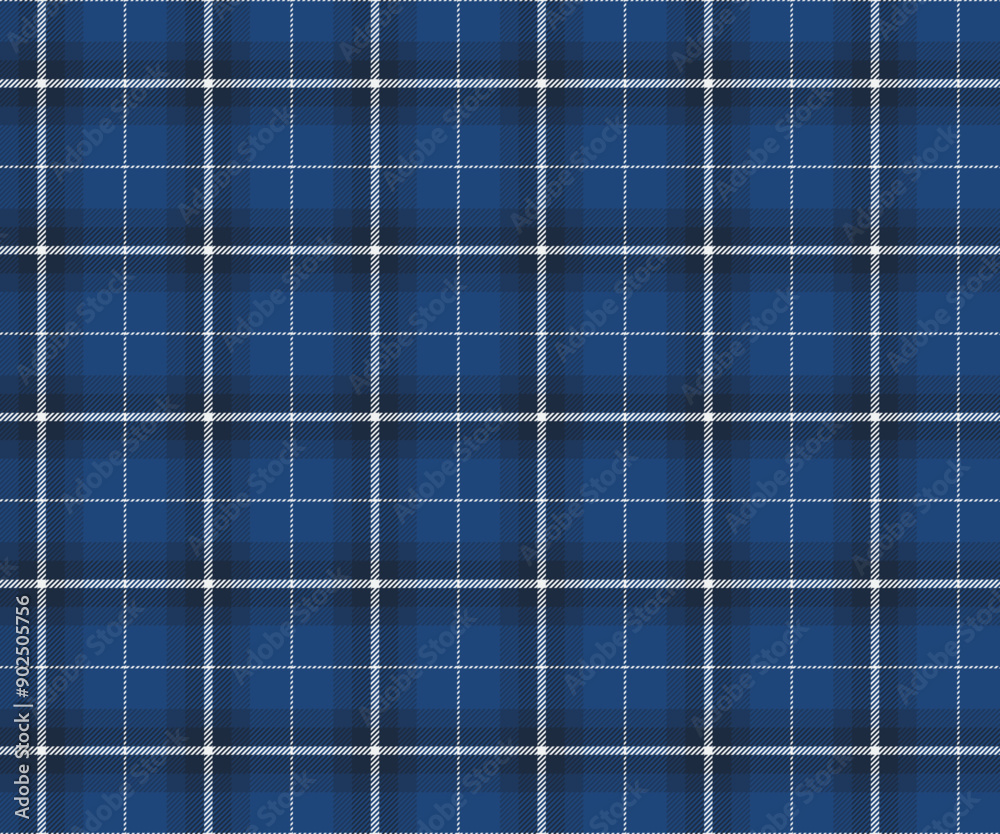 Plaid pattern, blue, white, seamless for textiles and design clothing, skirts, pants, aprons, tablecloths, blankets or decorative fabrics. Vector illustration..ai