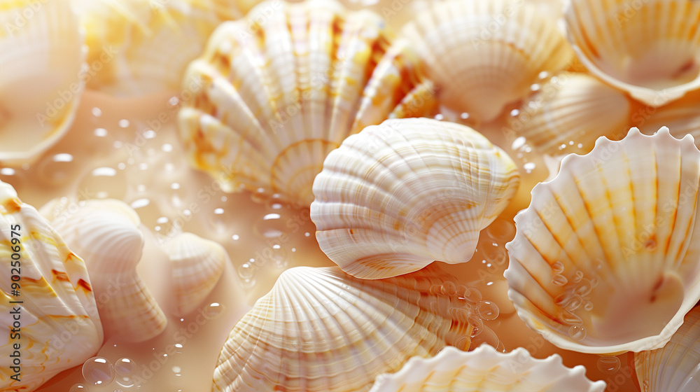 Close-up of various seashells with a soft, warm background. Close-up of various seashells with a soft, warm background.