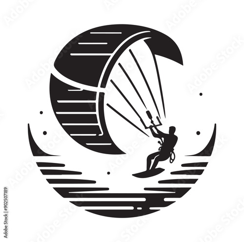 Kite Surfing Silhouette Vector