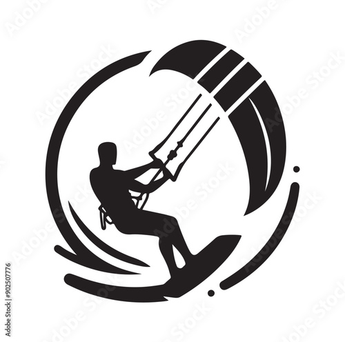 Kite Surfing Silhouette Vector