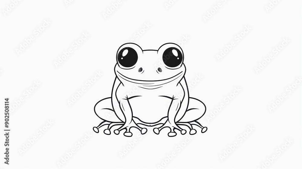 Obraz premium A Simple Line Drawing of a Smiling Frog with Big Eyes