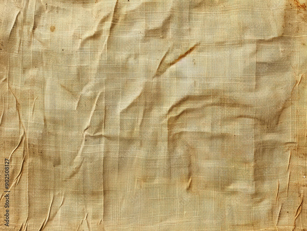 Wrinkled and Faded Beige Fabric with a Grid Pattern Wrinkled and Faded Beige Fabric with a Grid Pattern