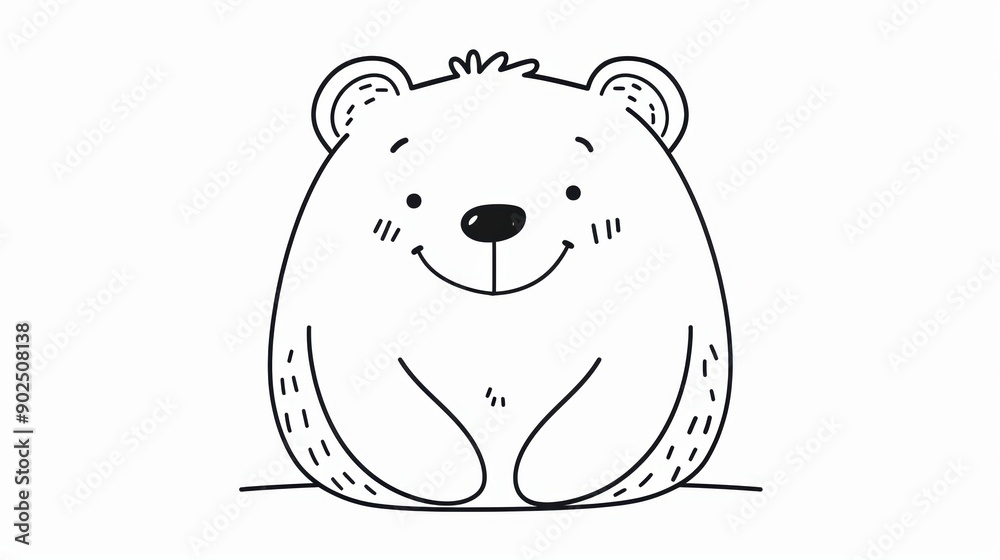 Hand-drawn cartoon illustration of a smiling bear Hand-drawn cartoon illustration of a smiling bear