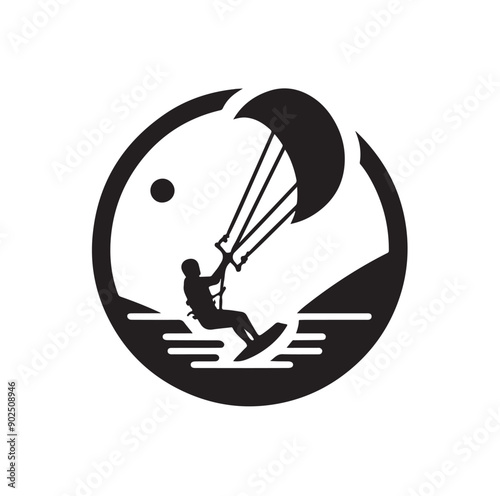 Kite Surfing Silhouette Vector