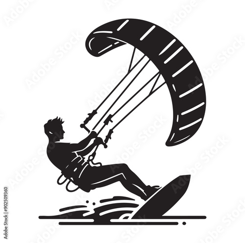Kite Surfing Silhouette Vector