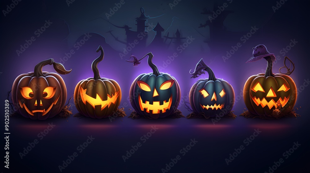 set of halloween pumpkins. halloween party concept set of halloween pumpkins. halloween party concept