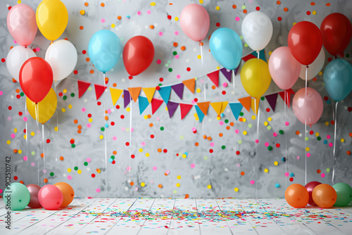 Cheerful Birthday Banner on White Background - Perfect for Party Invitations and Celebration Themes photo