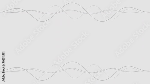 Intro with moving waves animation. Grey lines path video white background