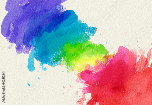 Watercolor painting on white textured paper with digital painting.