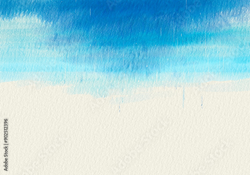 Watercolor painting on white textured paper with digital painting.