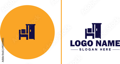 Furniture rental icon Furniture leasing Furniture hire Furniture borrowing flat logo sign symbol editable vector