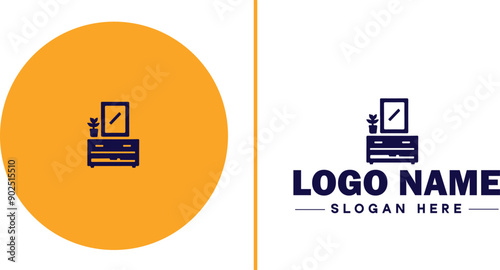 Furniture rental icon Furniture leasing Furniture hire Furniture borrowing flat logo sign symbol editable vector