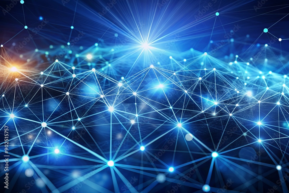 Intricate futuristic network design unfolding in abstract blue digital space, representing modern science and business concept of connection and innovative information exchange.
