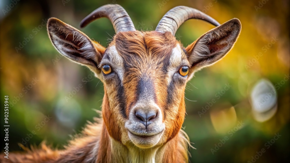 Fototapeta premium Close-Up Portrait of a Goat with Intriguing Eyes, Photography , Animal , Goat , Wildlife