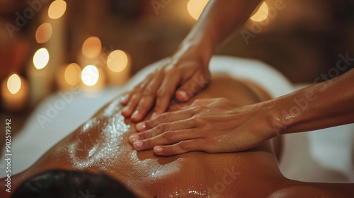 Wallpaper Mural Female masseuse doing massage to a client in a spa salon Torontodigital.ca