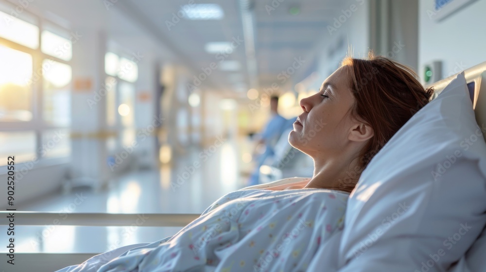 Obraz premium lying sick in hospital ward.