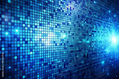 Wallpaper Mural Vibrant blue abstract pixelated mosaic design gradually fades into darkness, creating a mesmerizing digital background with a futuristic and technological ambiance. Torontodigital.ca