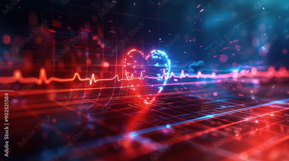 abstract background of medical cardiogram of the heart.