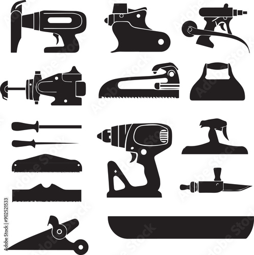 Electric Tools Artistic Silhouette Elements in Black
