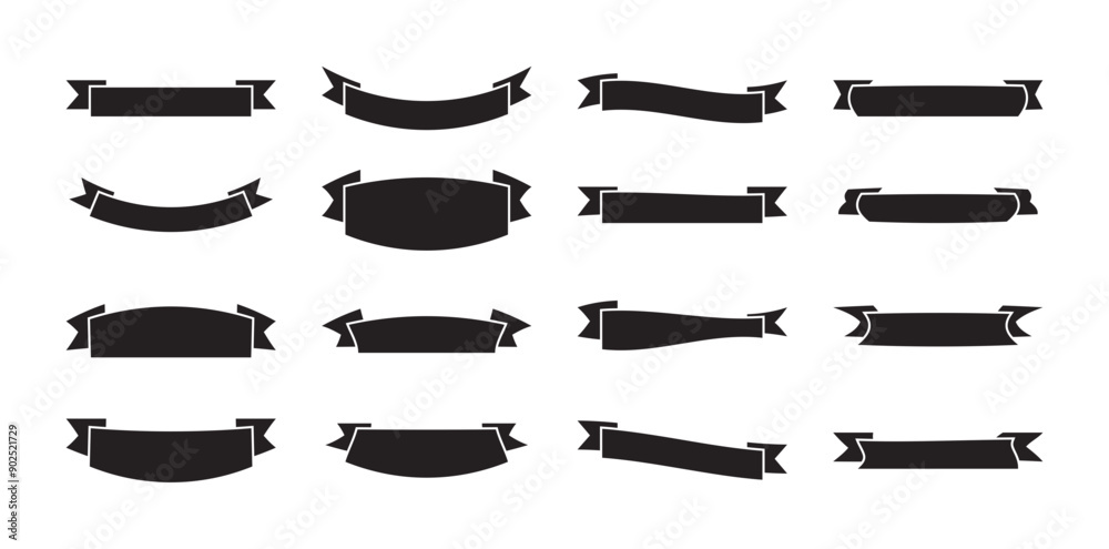 Red sale ribbon and simple banner label concept flat vector illustration.	
