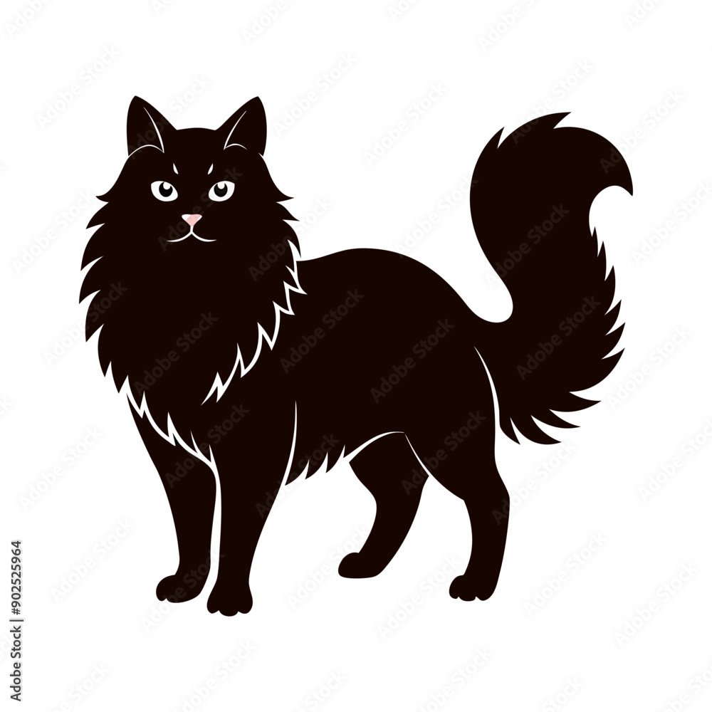 Fototapeta premium Persian Cat silhouettes and icons. black flat color simple elegant Persian Cat animal vector and illustration.