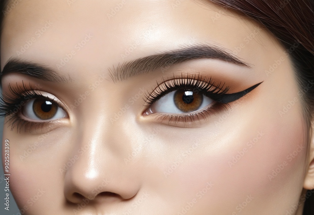 Naklejka premium close up on eye area of attractive asian female