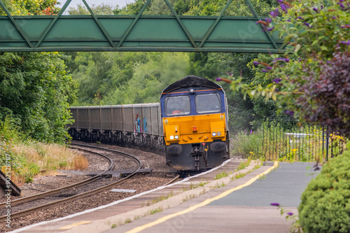 British rail train on tracks at station, England, UK